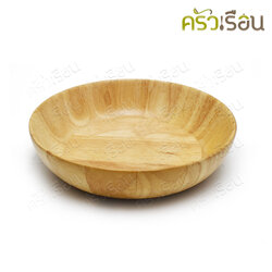 CMG round wooden plate, deep shape, 8 x 2 inches. Round, deep plate.