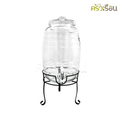 US โถแก้ว จ่ายน้ำผลไม้ 10 ลิตร ฝาเเก้ว พร้อมขาตั้ง HS-100 โถจ่ายน้ำ