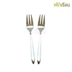 Double Apples ส้อมขนม สเตนเลส ลายไผ่,เรียบ ขนาด 13.9 ซม. ตราแอปเปิ้ลคู่ แพ็ค 2 ชิ้น