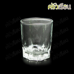 LUCKY GLASS แก้วน้ำ ก้นเพชร 9.1 oz. (260 ml.) Crown Tumbler LG-101509 (15) TD 7.5 x BD 7.0 x H 8.7 cm.