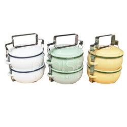 Rabbit Brand ปิ่นโตเคลือบ รุ่นสุขสันต์ 12 ซม. 2 ชั้น ตรากระต่าย ราคาต่อเถา