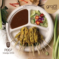 GRACZ Disposable 3 compartments plate, 10 inches, 50 pieces per pack. Biodegradable