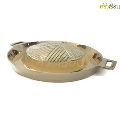 BRASS กระทะย่าง ทองเหลืองแท้ เบอร์ 16 28 x 35 x 6.5 ซม. กะทะปิ้งย่าง กะทะหมูกะทะ