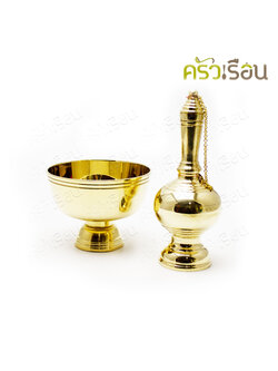 BRASS ชุดกรวดน้ำ ทองเหลือง ใหญ่ 10.5 ซม. (ขนาดถ้วยรอง) ที่กรวดน้ำ
