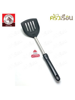 ZEBRA ตะหลิวโปร่ง ไนล่อน โฟกัส 9.8 x 37.5 ซม. ตราหัวม้าลาย 104111 ตะหลิว มีรู ใช้กับกระทะเทฟล่อน ตะหลิวเทฟล่อน ตะหลิวไนล่อน ตะหลิวตักของทอด