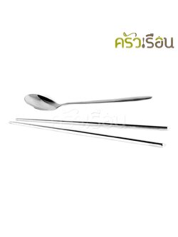 Double Apples ชุดช้อน+ตะเกียบ สเตนเลส ลาย เรียบ ตราแอปเปิ้ลคู่ 1 คู่