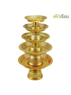 ลายไทย พานรัตนโกสินทร์ พลาสติก สีทอง