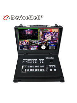 DeviceWell HDS9106: เครื่องสลับสัญญาณวิดีโอ Full HD 6 ช่อง (4x SDI, 2x HDMI) แบบ All-in-One พร้อมจอภาพ 15.6 นิ้ว, T-Bar และฟังก์ชัน Keying สำหรับงาน Broadcast และ Live Production
