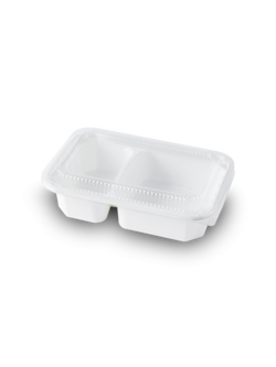 FEST กล่องอาหาร 2 ช่อง เยื่อธรรมชาติ พร้อมฝาพลาสติก ขนาด 600 มล. 25 ชุด HM002 กล่องข้าว ใช้แล้วทิ้ง