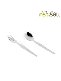 Double Apples ช้อนส้อม สเตนเลส ลายขอบตั้ง ขนาด 19 ซม. 1 คู่