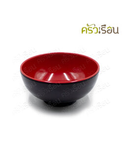 SB Korean round bowl, melamine, 4.5 inches, black-red, B117-4.5 soup bowl