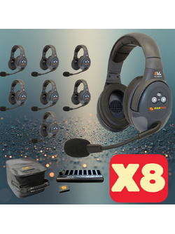 Eartec EVADE EVx8D Full Duplex Wireless Intercom System with 8 Dual-Ear Headsets (2.4 GHz)