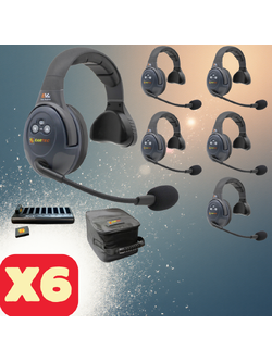 Eartec EVADE EVx6S Full Duplex Wireless Intercom System with 6 Single-Ear Headsets (2.4 GHz)