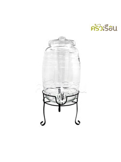US โถแก้ว จ่ายน้ำผลไม้ 10 ลิตร ฝาเเก้ว พร้อมขาตั้ง HS-100 โถจ่ายน้ำ