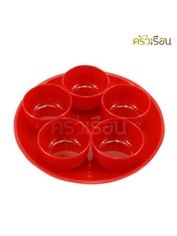 Nam Ngai Hong ถ้วยชาพร้อมถาดกลม พลาสติก 15 x 3 ซม. สีแดงไม่พิมพ์ 433/11