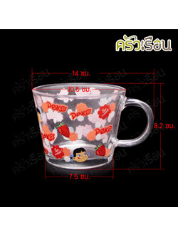 FOFO แก้วตวง มีสเกล ใส พิมพ์ลาย PEKO 350 ml. 8.2 x 10.5 ซม. GB1350-4