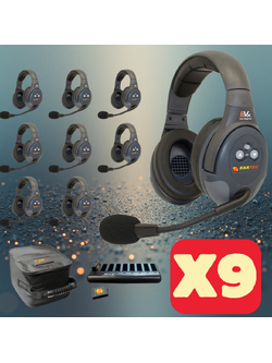 Eartec EVADE EVx9D Full Duplex Wireless Intercom System with 9 Dual-Ear Headsets (2.4 GHz)