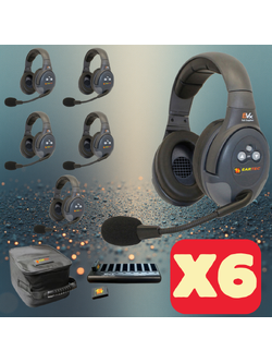 Eartec EVADE EVx6D Full Duplex Wireless Intercom System with 6 Dual-Ear Headsets (2.4 GHz)