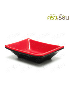 SB ถ้วยน้ำจิ้ม สีเหลี่ยม ทรงญี่ปุ่น เมลามีน สีดำ-แดง 2.5 x 3.5 นิ้ว SB D836-3.5