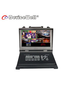 DeviceWell HDS9105: เครื่องสลับสัญญาณวิดีโอ Full HD 5 ช่อง (4x HDMI, 1x DisplayPort) แบบ All-in-One พร้อมจอภาพ 11.6 นิ้ว และ T-Bar สำหรับงาน Live Broadcast และ Production