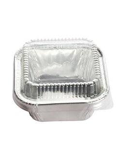 SS 4001 ถาดฟอยล์เหลี่ยม จตุรัส สีเงิน + ฝา 10 ชุด ความจุ 90 ml. ขนาด 76 x 52 x 30 ซม. S&S ใกล้เคียง 4330