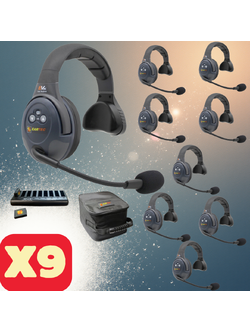 Eartec EVADE EVx9S Full Duplex Wireless Intercom System with 9 Single-Ear Headsets (2.4 GHz)