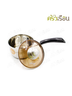 Haifa หม้อด้าม สเตนเลส 14 ซม. ฝาแก้ว ใช้กับเตาแม่เหล็กไฟฟ้าได้ Induction cooker friendly