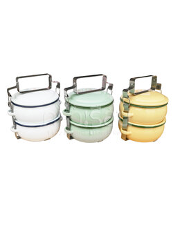 Rabbit Brand ปิ่นโตเคลือบ รุ่นสุขสันต์ 12 ซม. 2 ชั้น ตรากระต่าย ราคาต่อเถา