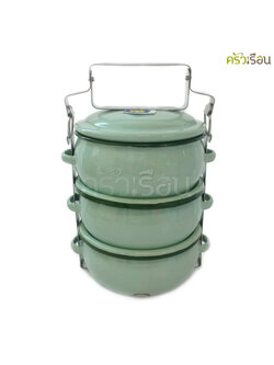 Rabbit Brand ปิ่นโตเคลือบ รุ่นสุขสันต์ 12 ซม. 3 ชั้น ตรากระต่าย