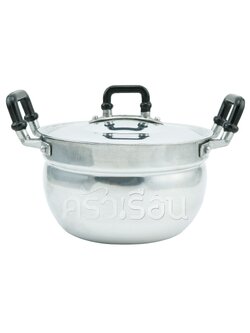 สามห่วงแดง หม้อสองหู อลูมิเนียม เบอร์เล็ก ราคาต่อใบ 16, 18, 20, 22, 24, 26, 28, 30, 32 ซม. ตราสามห่วงแดง