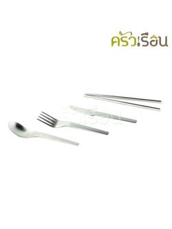 DOUBLE APPLES 6-inch Picnic Cutlery set, stainless steel, include spoon, fork, steak knife, chopsticks.