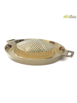 BRASS กระทะย่าง ทองเหลืองแท้ เบอร์ 16 28 x 35 x 6.5 ซม. กะทะปิ้งย่าง กะทะหมูกะทะ