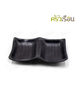 SUMO Melamine dipping sauce cup, 2 compartments, 5.5 inches, black, JD523-5.5