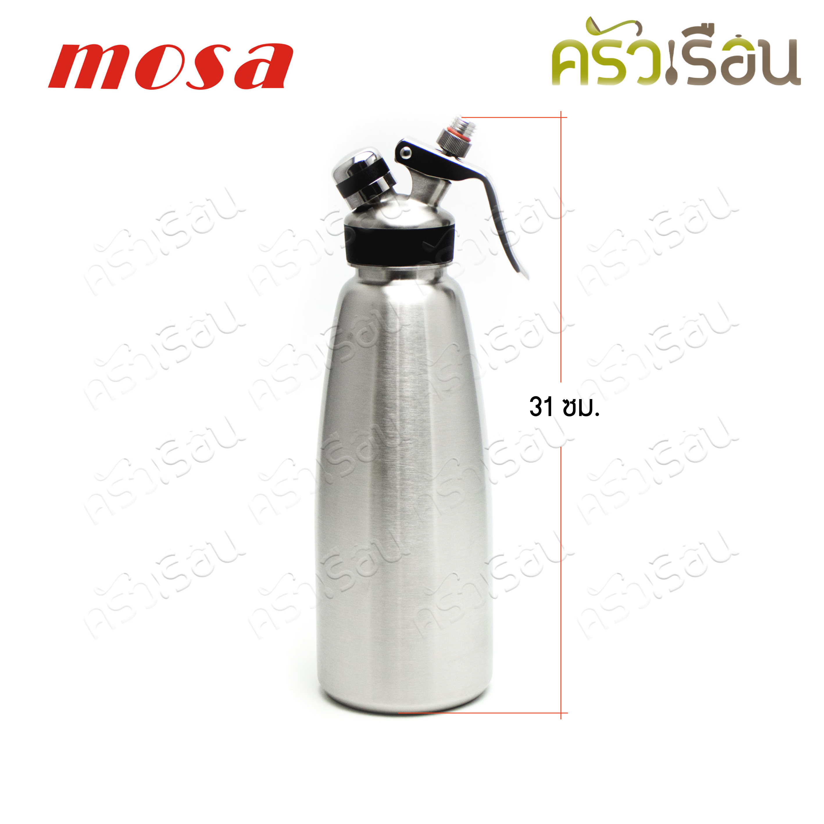 MOSA กระบอกวิปครีม 1.0 ลิตร หัวสเตนเลส Black band พร้อม แก๊สสำหรับทำวิปปิ้งครีม N2O 1 กล่อง