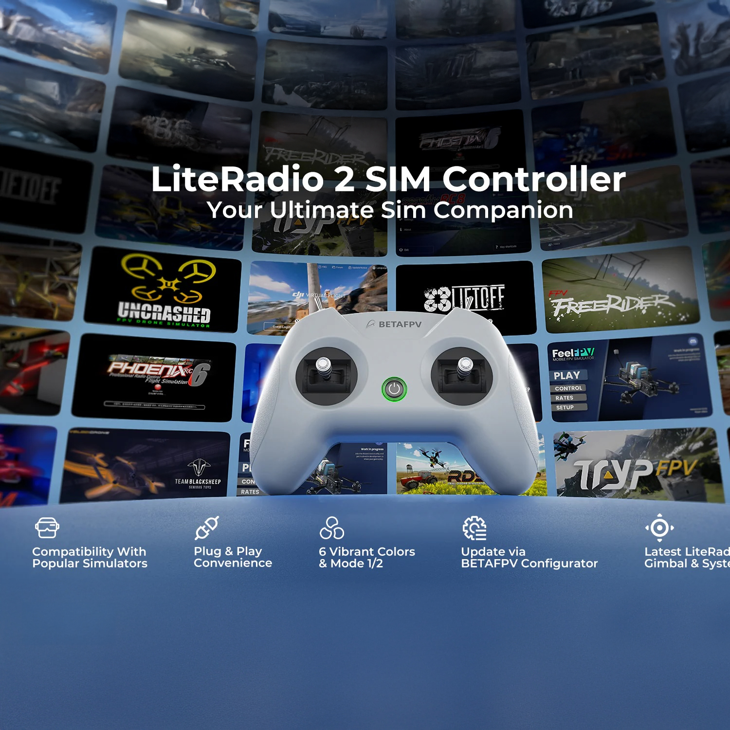 Betafpv LiteRadio 2 รีโมทเล่นซิม FPV Controller สำหรับ Simulator ใช้งานง่าย ราคาคุ้ม อุปกรณ์โดรน Drone