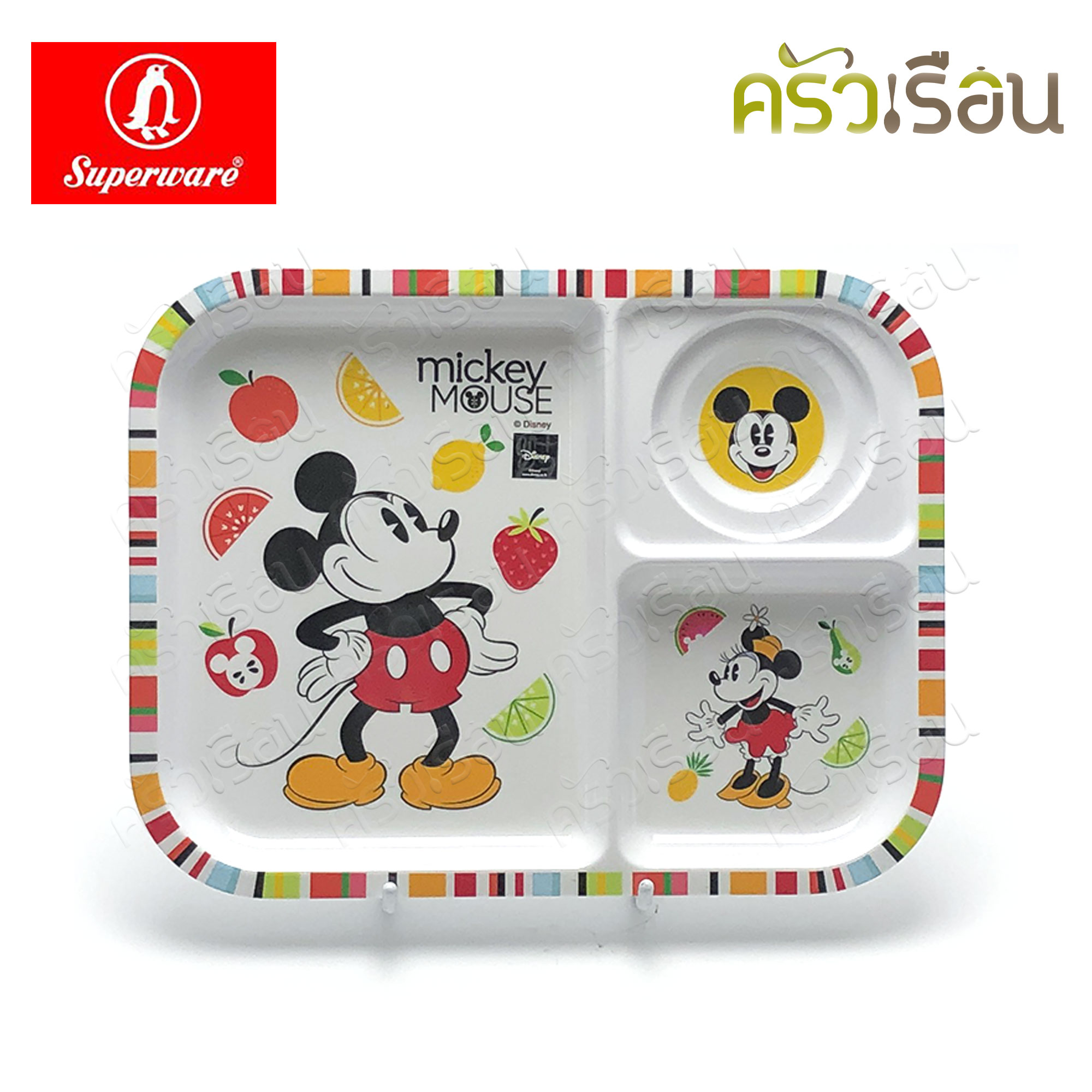 Superware ลาย Mickey Summer Fun มิกกี้ ซัมเมอร์ฟัน [ ราคาต่อชิ้น ] จาน หรือ ชาม หรือ ช้อนส้อม หรือ แก้วน้ำ เมลามีน