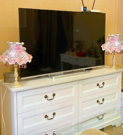 โคมไฟตั้งโต๊ะหัวเตียงวินเทจสวยๆ สีน้ำตาลครีม