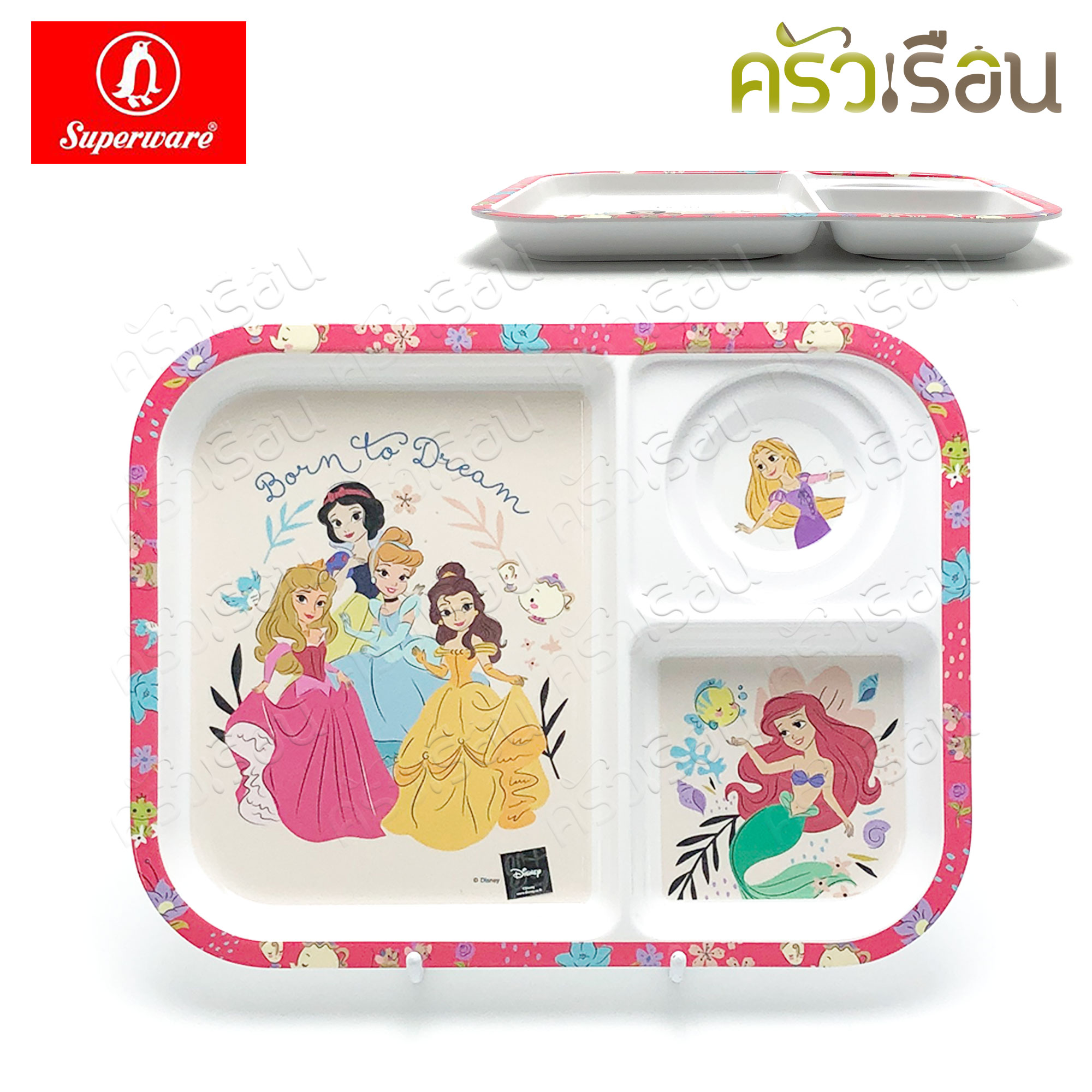 Superware ลาย Heart of Princess เจ้าหญิง Disney [ ราคาต่อชิ้น ] จาน หรือ ชาม หรือ ช้อนส้อม หรือ แก้วน้ำ เมลามีน