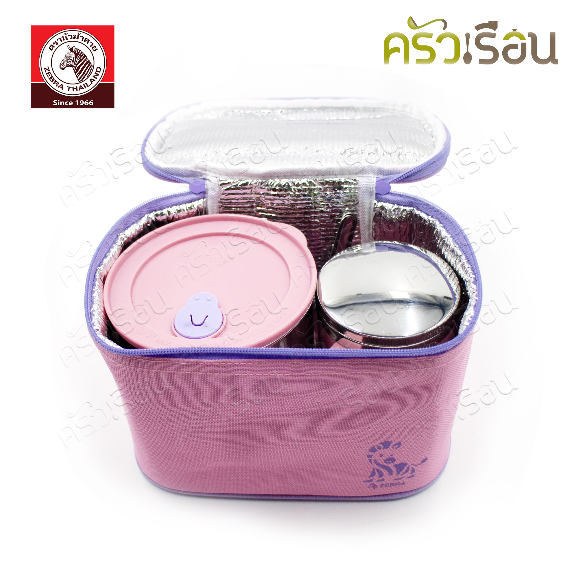 ZEBRA Jolly Pink Food Storage Box Set 184355 2 spill-proof boxes, 1 glass with lid, 2 stainless steel spoons, 1 thermal bag