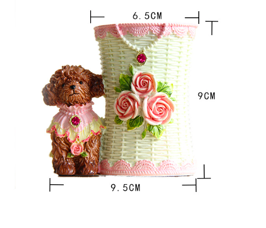 กล่องใส่ของ โถใส่แปรงแต่งหน้า กล่องใส่หวี กล่องปากกา แจกัน ลายน้องหมาพุดเดิ้ล