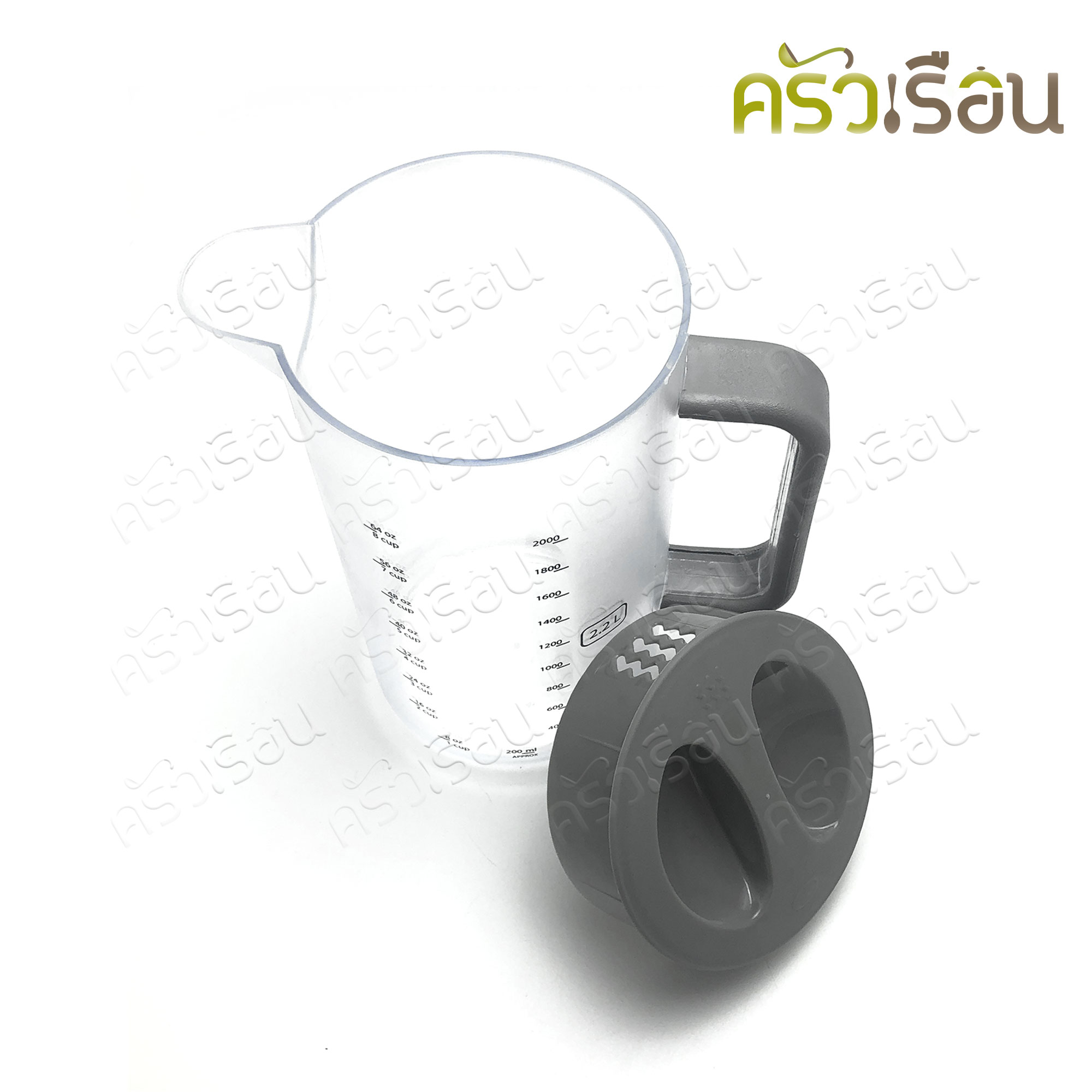 Reangwa Standard round plastic water jug, with scale, 2.2 liters, 13 x 23 cm. RW0172, price per piece, pitcher, measuring pitcher.