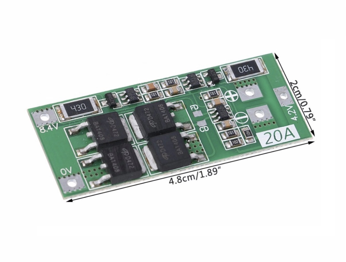 2S 20A 7.4V 8.4V Li-ion Lithium Battery 18650 Charger PCB BMS Protection Board Voltage Regulator