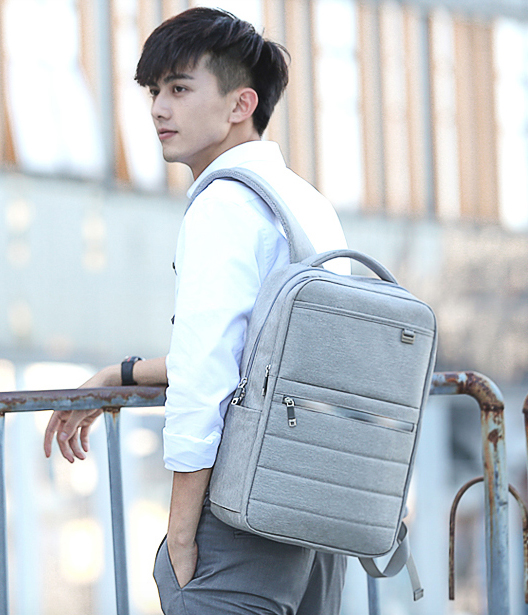 กระเป๋า Hi-End จาก AspenSport กระเป๋าเป้สะพายหลัง โน๊ตบุ๊ค รุ่น AS-B68 ใส่ laptop 13-16 นิ้ว สีเทา-ขาว
