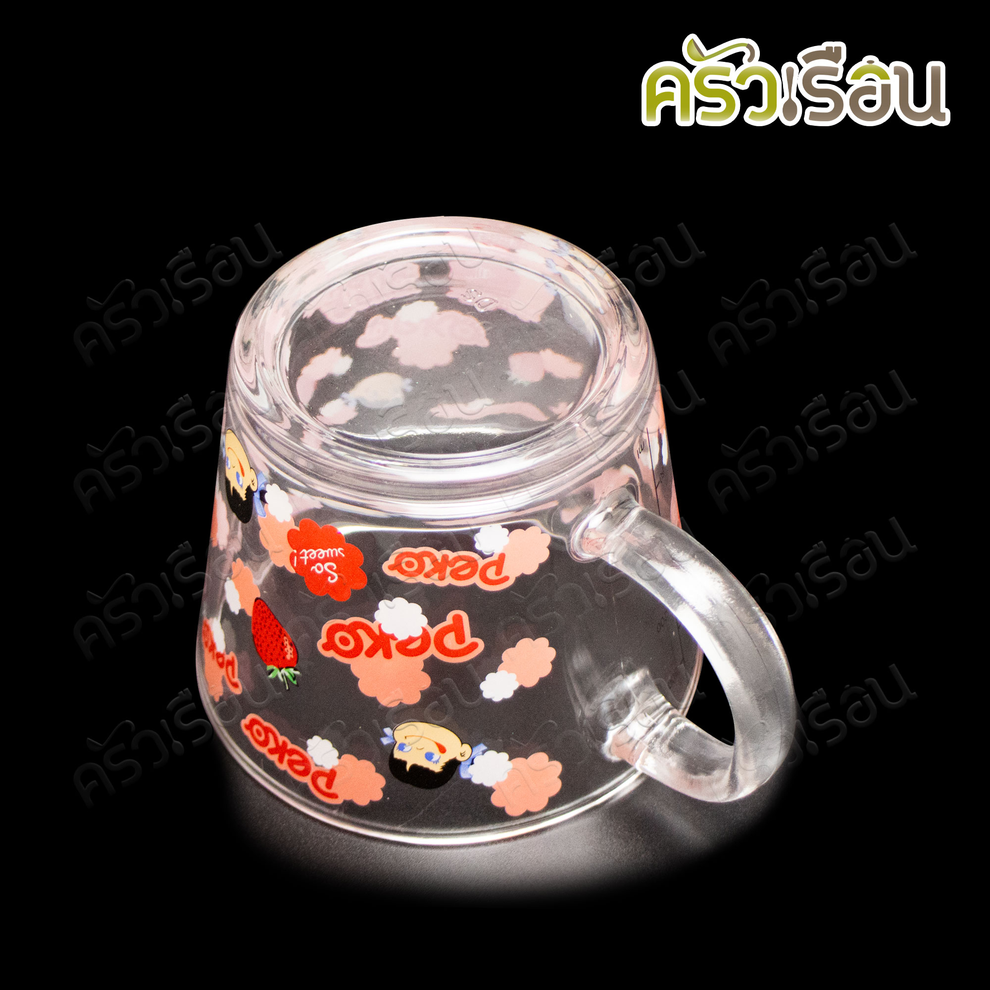 FOFO Measuring Cup with Scale, Clear, PEKO Printed, 350 ml., 8.2 x 10.5 cm. GB1350-4