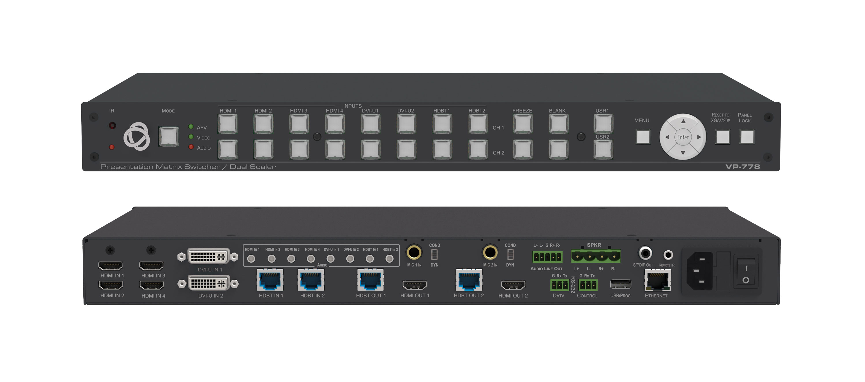 Kramer VP-778 8–Input Presentation Matrix Switcher/Scaler with Seamless Video Cuts and 4K30 Output Support