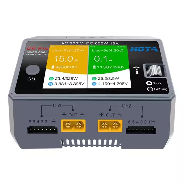 HOTA D6 Pro AC200W DC650W High Power Smart Lipoแบตเตอรี่เครื่องชาร์จประจุสำหรับ RC Drone อะไหล่อุปกรณ์ โดรน Drone