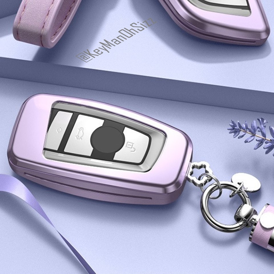 เคสโลหะรีโมทรถยนต์ BMW 3 Series Female แบบ 2 ชั้น (Double-Layer Metal Aluminum Alloy Key Cover with transparent push button Guard 360) Key Sets BMW 3 Series GT5 Series 7 Series F30