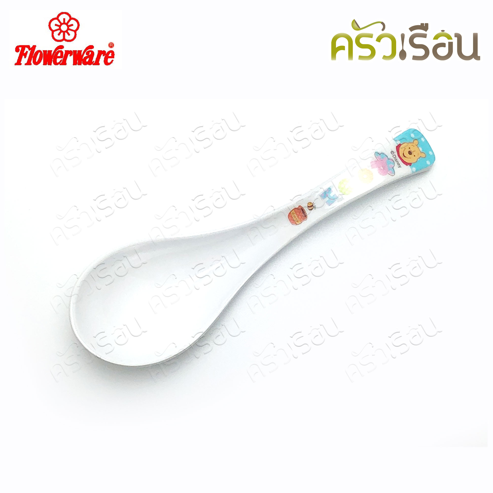 Flowerware ลาย Pooh Blue Spot white หมีพูห์ พูห์ บลู สปอต ไวท์ [ ราคาต่อชิ้น ] ชาม หรือ แก้วน้ำ หรือ ถาดหลุม เมลามีน