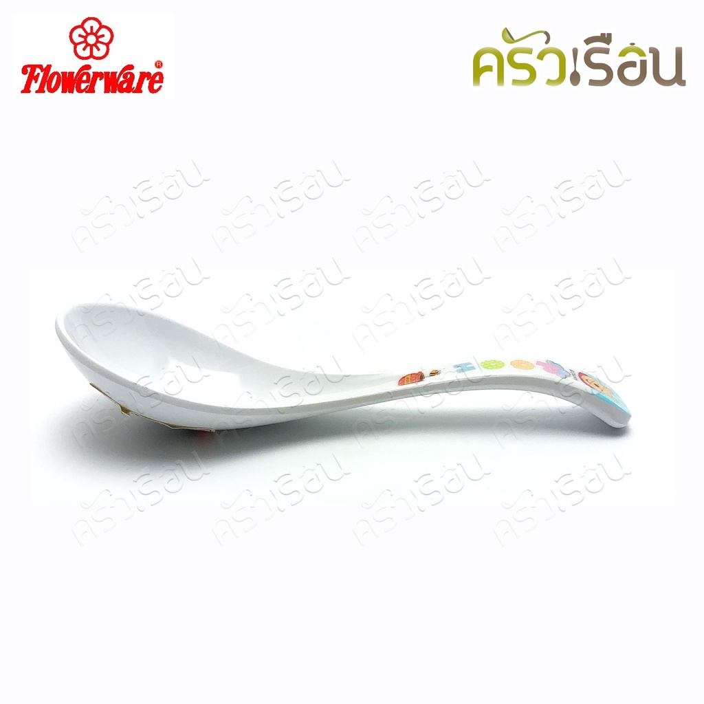 Flowerware ลาย Pooh Blue Spot white หมีพูห์ พูห์ บลู สปอต ไวท์ [ ราคาต่อชิ้น ] ช้อน หรือ ช้อนส้อม เมลามีน