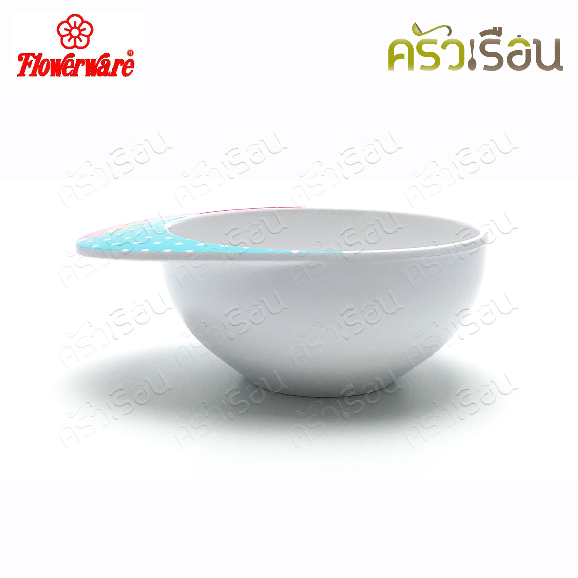 Flowerware ลาย Pooh Blue Spot white หมีพูห์ พูห์ บลู สปอต ไวท์ [ ราคาต่อชิ้น ] ชาม หรือ แก้วน้ำ หรือ ถาดหลุม เมลามีน